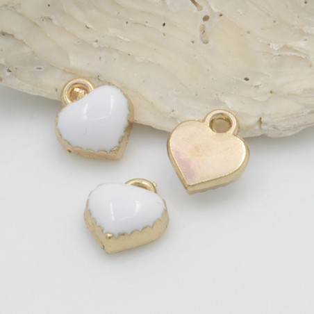 Ciondolo Cuore Smaltato Mezzo Bombato 9x8 mm 2pz Gioie d'Oriente