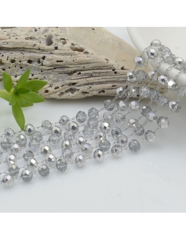 catena rosario con cristalli 3 x 4 mm 50 CM base argento in acciaio colore argento per le tue creazioni !!!