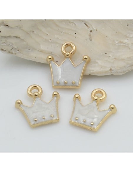 Ciondoli corona smaltata in ottone 12.5x11 mm 2pz vari colori Gioie d'Oriente