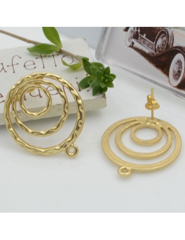 Base orecchini con perno in zama oro lucido spiraliforme 24x29mm 1paio