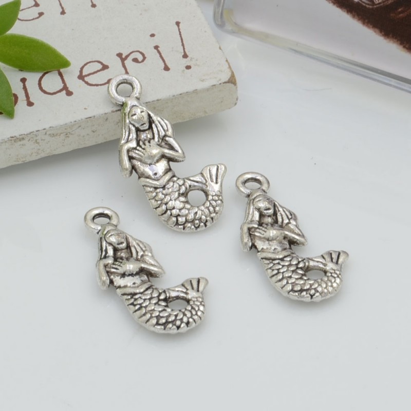 Ciondoli Charms pendente a forma di sirenetta 12 x 22 mm 6pz per le tue creazioni!!!