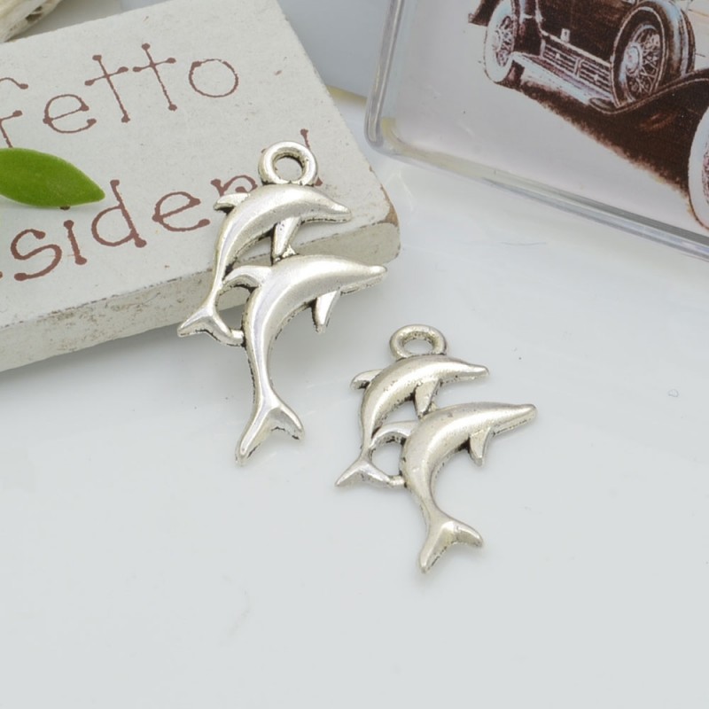 Ciondoli Charms pendente a forma di delfini 28 x 17.5 mm 7 pz per le tue creazioni!!!