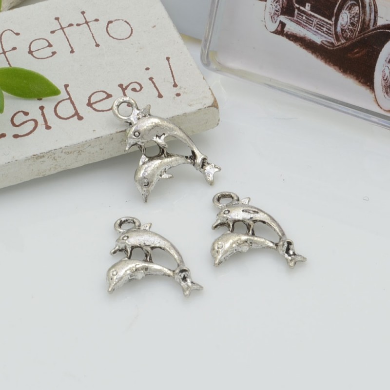 Ciondoli Charms pendente a forma di delfini 19 x 12 mm 10 pz per le tue creazioni!!!