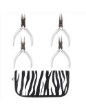 pinze bigiotteria con punta piatta curva e tonda tot 4 pezzi colore zebra