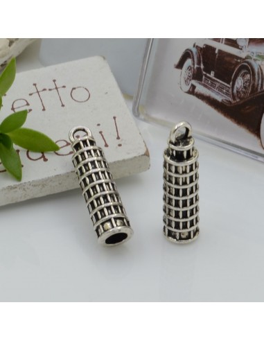 Ciondoli Charms pendente a forma di torre di Pisa 25 x 7 mm 3 pz per le tue creazioni!!!