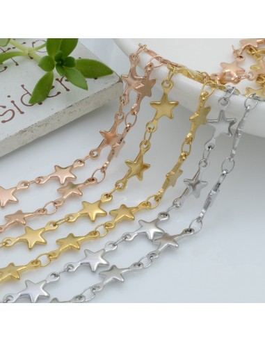 Catena in acciaio forma stelle 5 mm con anellini saldata 50 cm Inossidabile  per gioielli fai da te.