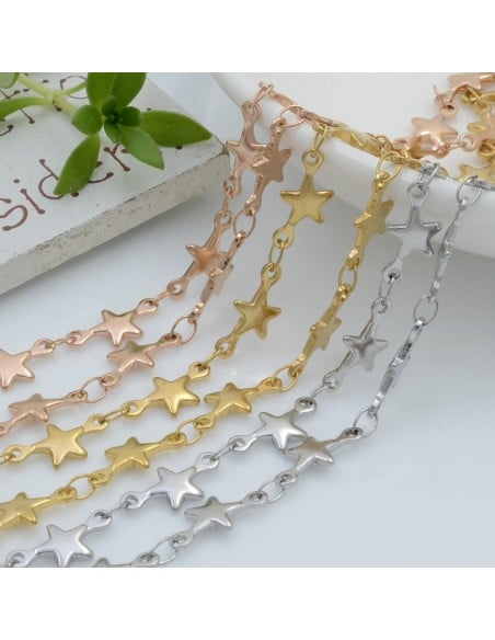 Catena in acciaio forma stelle 5 mm con anellini saldata 50 cm Inossidabile  per gioielli fai da te.