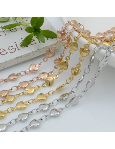 Catena in acciaio forma cuore 5 mm con anellini saldata 50 cm Inossidabile  per gioielli fai da te