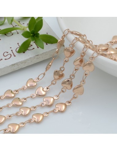 Catena acciaio inox cuore colore Oro rosa 5mm con anellini saldata 50cm gioiedoriente