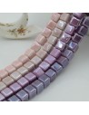 Perle in ceramica quadrata smaltata sul lilla e rosa 8mm 40pz