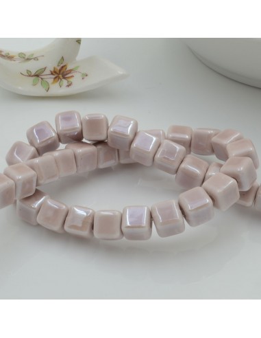 Perle in ceramica quadrata smaltata rosa antico 8mm 40pz