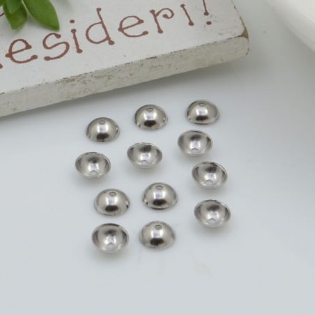 Copriperla lisci a coppetta acciaio inox variante in Acciaio - 5 mm / 18pz Gioie d'Oriente