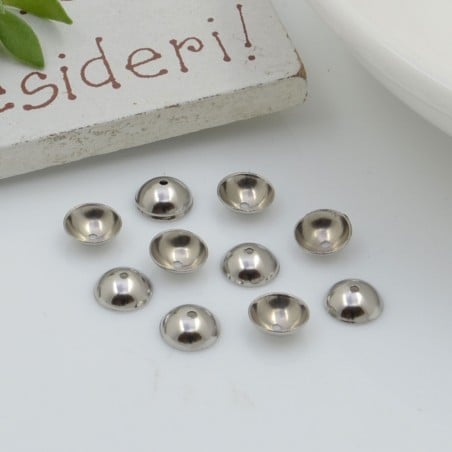 Copriperla lisci a coppetta acciaio inox variante in Acciaio - 6 mm / 20pz Gioie d'Oriente