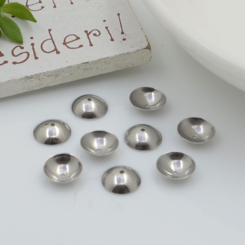 Copriperla lisci a coppetta acciaio inox variante in Acciaio - 8 mm / 20pz Gioie d'Oriente