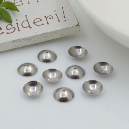 Copriperla lisci a coppetta acciaio inox variante in Acciaio - 8 mm / 20pz Gioie d'Oriente