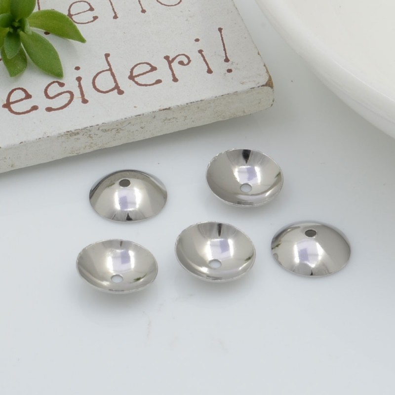 Copriperla lisci a coppetta acciaio inox variante in Acciaio - 10 mm / 20pz Gioie d'Oriente