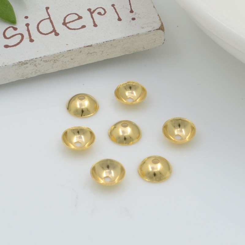 Coppette copri perla lisce in acciaio 4mm 5mm 10pz Gioie d'Oriente