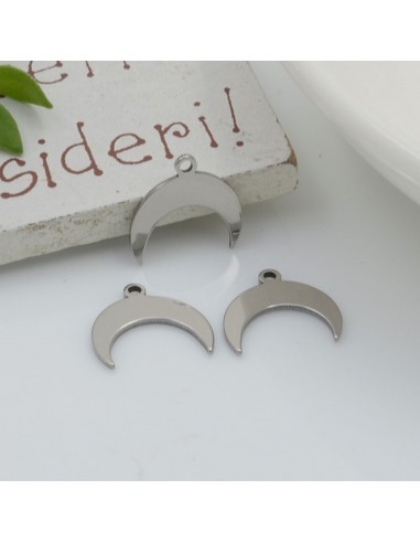 Ciondoli a forma di luna in acciaio inossidabile lisci 12 mm 8pz per le tue creazioni!!!