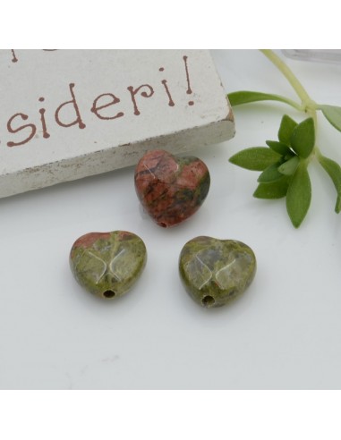 Pietre dure a forma di cuore unakite sfaccettata 10 mm 2 pz per orecchini bracciali collana per le tue creazioni!!!