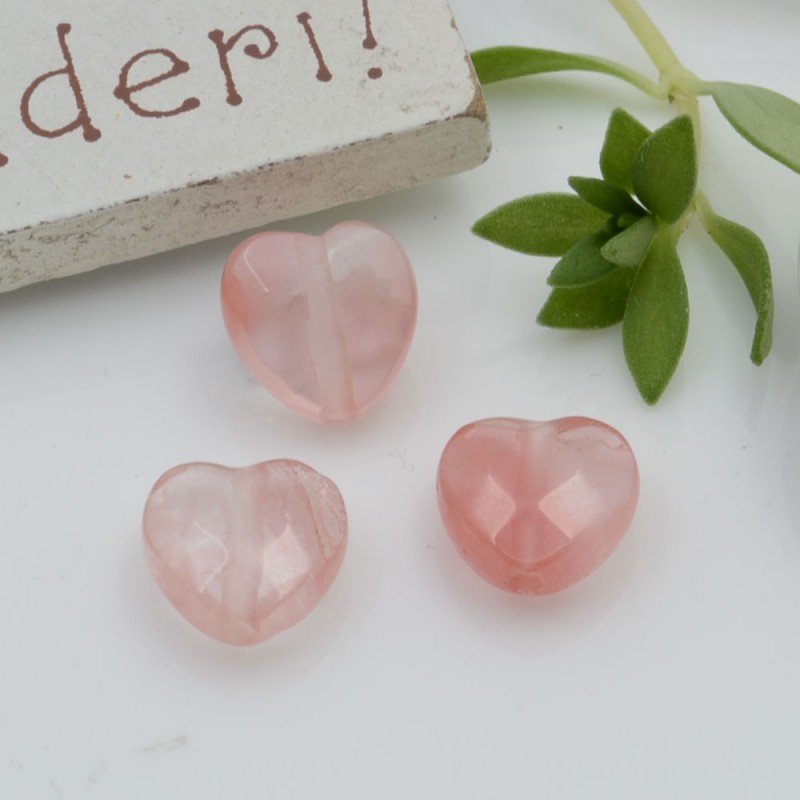 Pietre dure a forma di cuore quarzo cherry sfaccettata 10 mm 2 pz per orecchini bracciali collana per le tue creazioni!!!