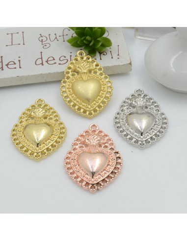 Ciondolo cuore sacro con fori varie misure in ottone per le tue creazioni alla moda!!!