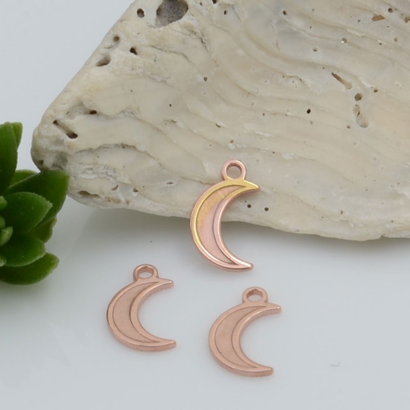 Ciondolo luna in argento 925 rodiato 8.5 x 5 mm 1pz Gioie d'Oriente