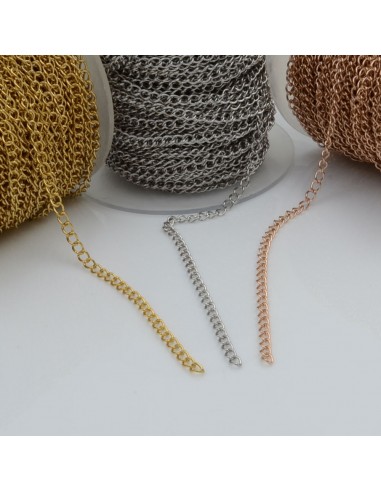 Catena grumetta in acciaio vari colori 3 mm 1 mt per bigiotteria orecchini collane e bracciali fai da te