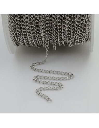 Catena grumetta in acciaio vari colori 3 mm 1 mt per bigiotteria orecchini collane e bracciali fai da te