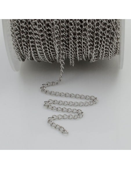 Catena grumetta in acciaio vari colori 3 mm 1 mt per bigiotteria orecchini collane e bracciali fai da te