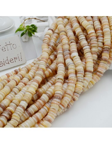 perle rondella in madreperla col NATURALE liscio 6 mm 40 cm per i tuoi gioielli
