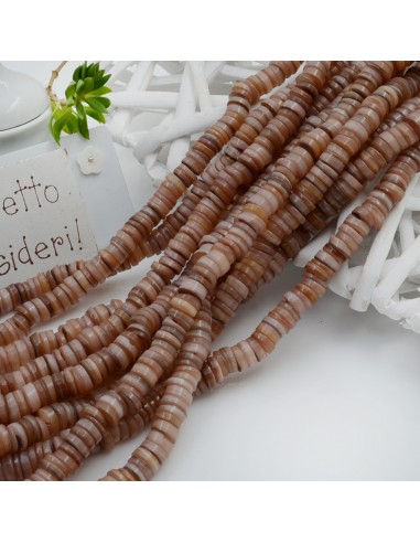 perle rondella in madreperla col beige liscio 6 mm 40 cm per i tuoi  gioielli