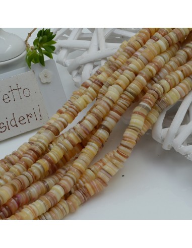 perle rondella in madreperla col beige chiaro liscio 6 mm 40 cm per i tuoi  gioielli