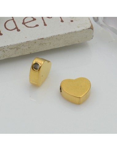 Distanziatore cuore piatto acciaio 7 x 8 mm foro 1.8 mm 1pz Gioie d'Oriente