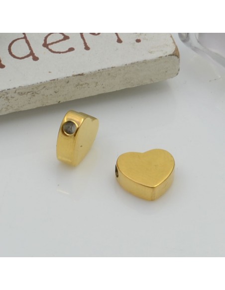Distanziatore cuore piatto acciaio 7 x 8 mm foro 1.8 mm 1pz Gioie d'Oriente