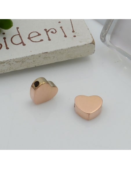 Distanziatore cuore piatto acciaio 7 x 8 mm foro 1.8 mm 1pz Gioie d'Oriente