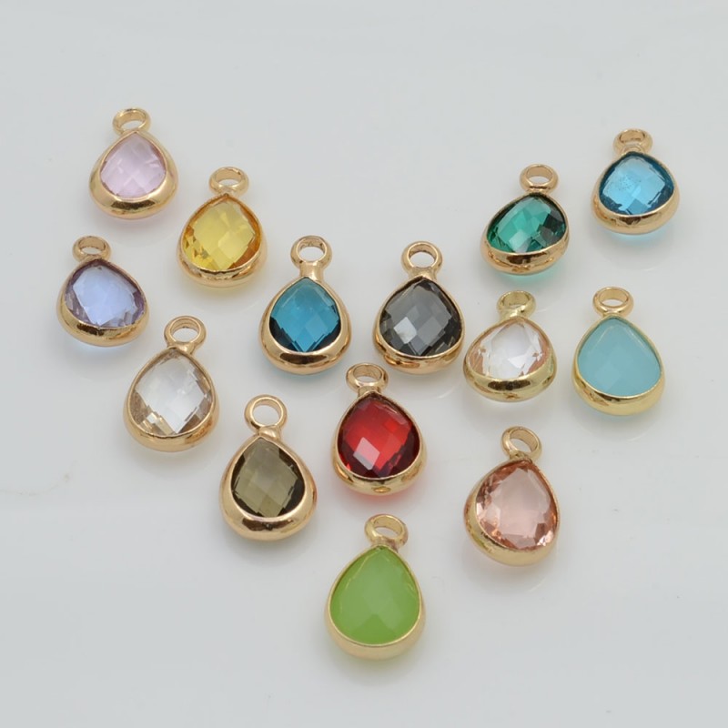 Charm di Cristalli a Forma di Gocce con Base Oro 12x7mm 2pz | GDO