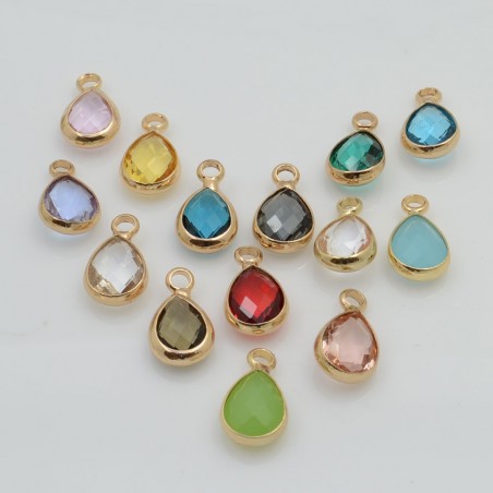 Charm di Cristalli a Forma di Gocce con Base Oro 12x7mm 2pz | GDO