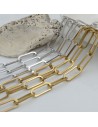 Catena rettangolare in acciaio inossidabile con filo piatta e saldata 16 x 7 mm 50 cm per gioielli fai da te.