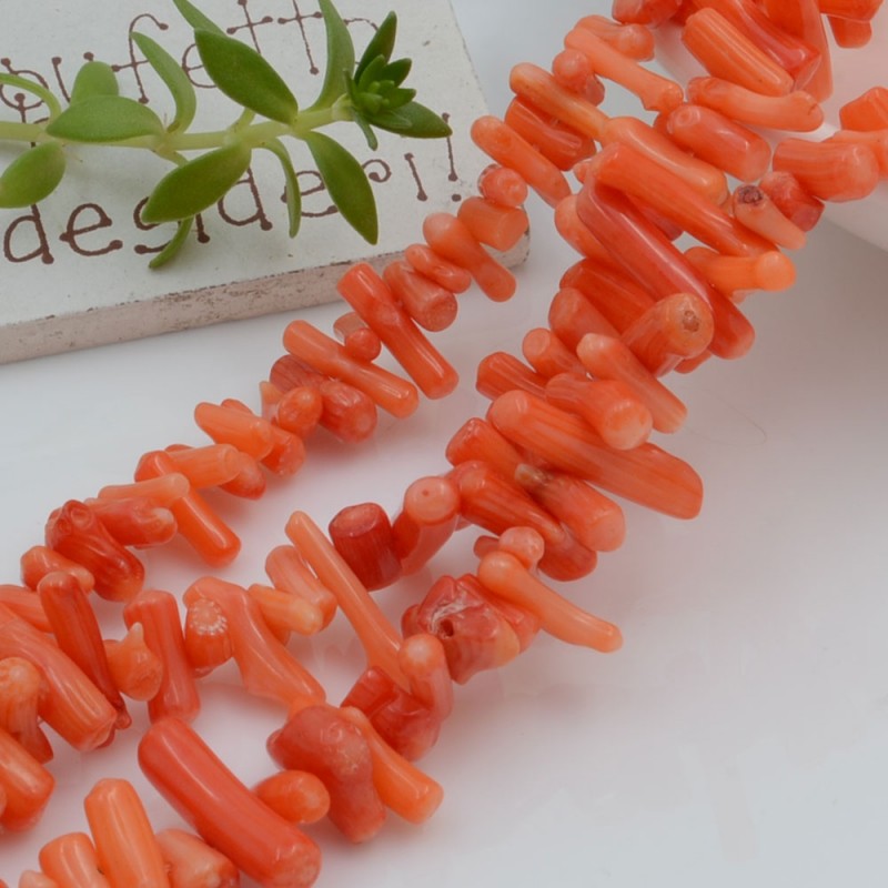 filo pietre ramo corallo liscio colore arancione 8 - 17 mm circa 110 pz 40 cm  per i tuoi gioielli alla moda!!