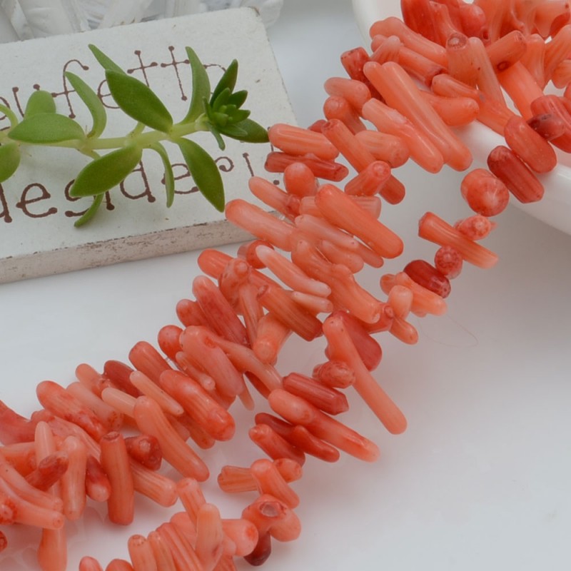 filo pietre ramo corallo liscio colore salmone 8 - 17 mm circa 110 pz 40 cm  per i tuoi gioielli alla moda!!