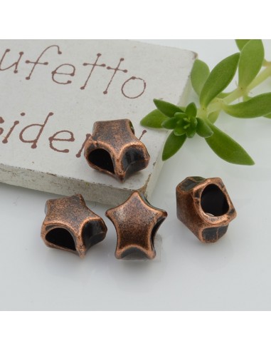 Distanziatori foro largo forma stella 9.5 x 11 mm 4 pz colore rame per bracciale collana per le tue creazioni!!
