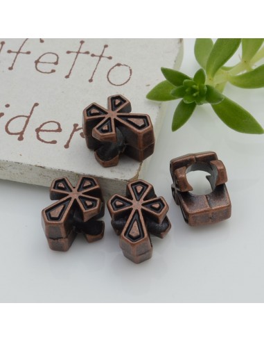 Distanziatori foro largo forma croce sacra 9 x 12 mm 4 pz colore rame per bracciale collana per le tue creazioni!!