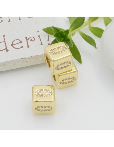 Cubetti strass oro vari disegni 7.5 mm foro 3.5 mm 1 pz per le tue creazioni fai da te!!