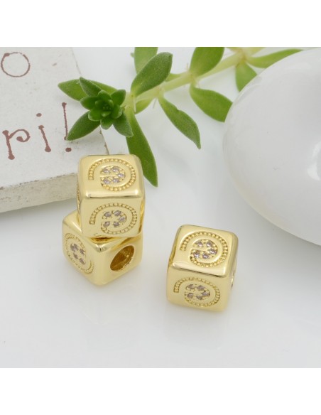 Cubetti strass oro vari disegni 7.5 mm foro 3.5 mm 1 pz per le tue creazioni fai da te!!