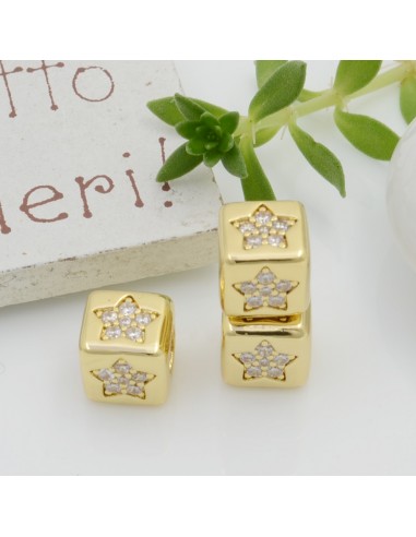 Cubetti strass oro vari disegni 7.5 mm foro 3.5 mm 1 pz per le tue creazioni fai da te!!