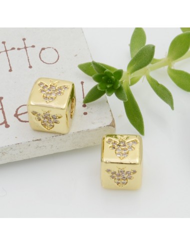 Cubetti strass oro vari disegni 7.5 mm foro 3.5 mm 1 pz per le tue creazioni fai da te!!