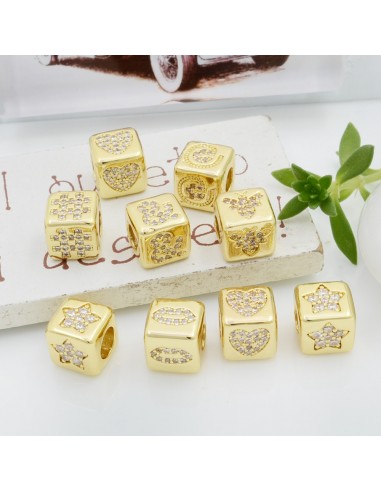 Cubetti strass oro vari disegni 7.5 mm foro 3.5 mm 1 pz per le tue creazioni fai da te!!
