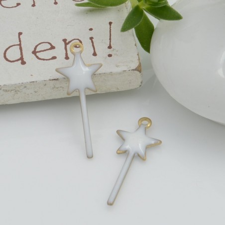 Ciondolo bacchetta magica smaltato sopra e sotto 20x8mm 2pz GDO