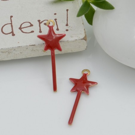 Ciondolo bacchetta magica smaltato sopra e sotto 20x8mm 2pz GDO