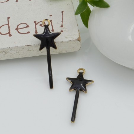 Ciondolo bacchetta magica smaltato sopra e sotto 20x8mm 2pz GDO